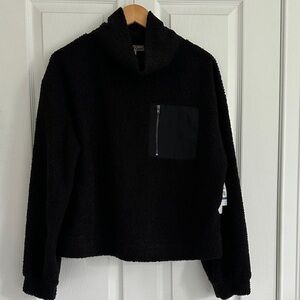 Wallflower Black Sherpa Pullover with Pocket NWT